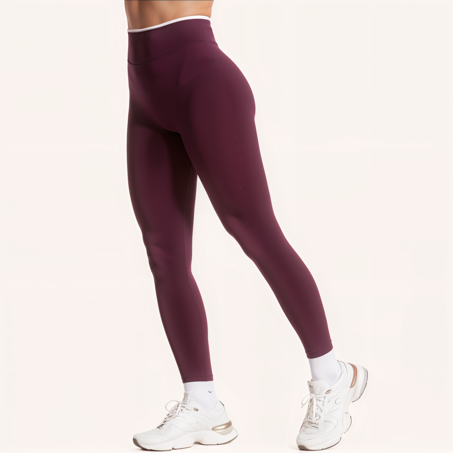 Chicletics EDGE leggings in black with textured edge design, close-up view of stretchy, form-fitting athletic leggings for women.