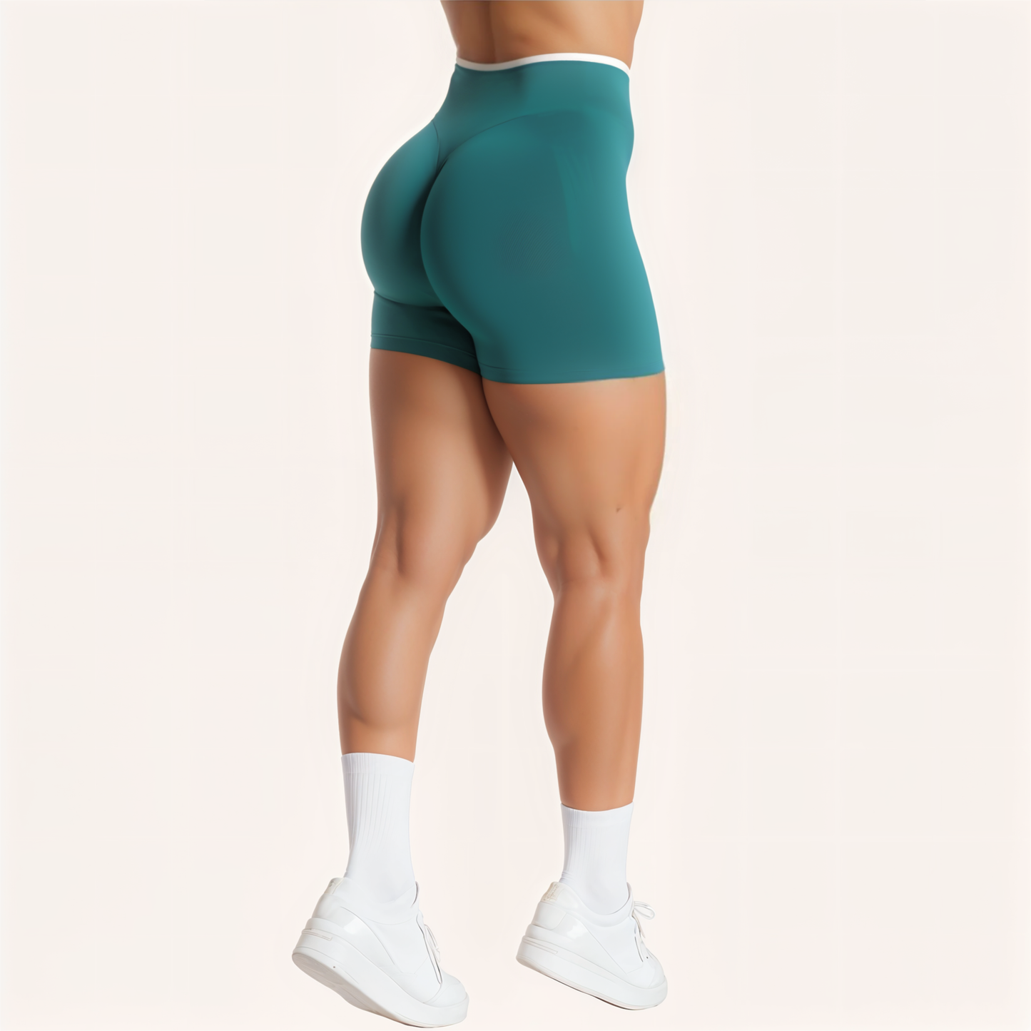 Chicletics EDGE Shorts in black fabric with a sleek design, featuring elastic waistband and stylish stitching details.