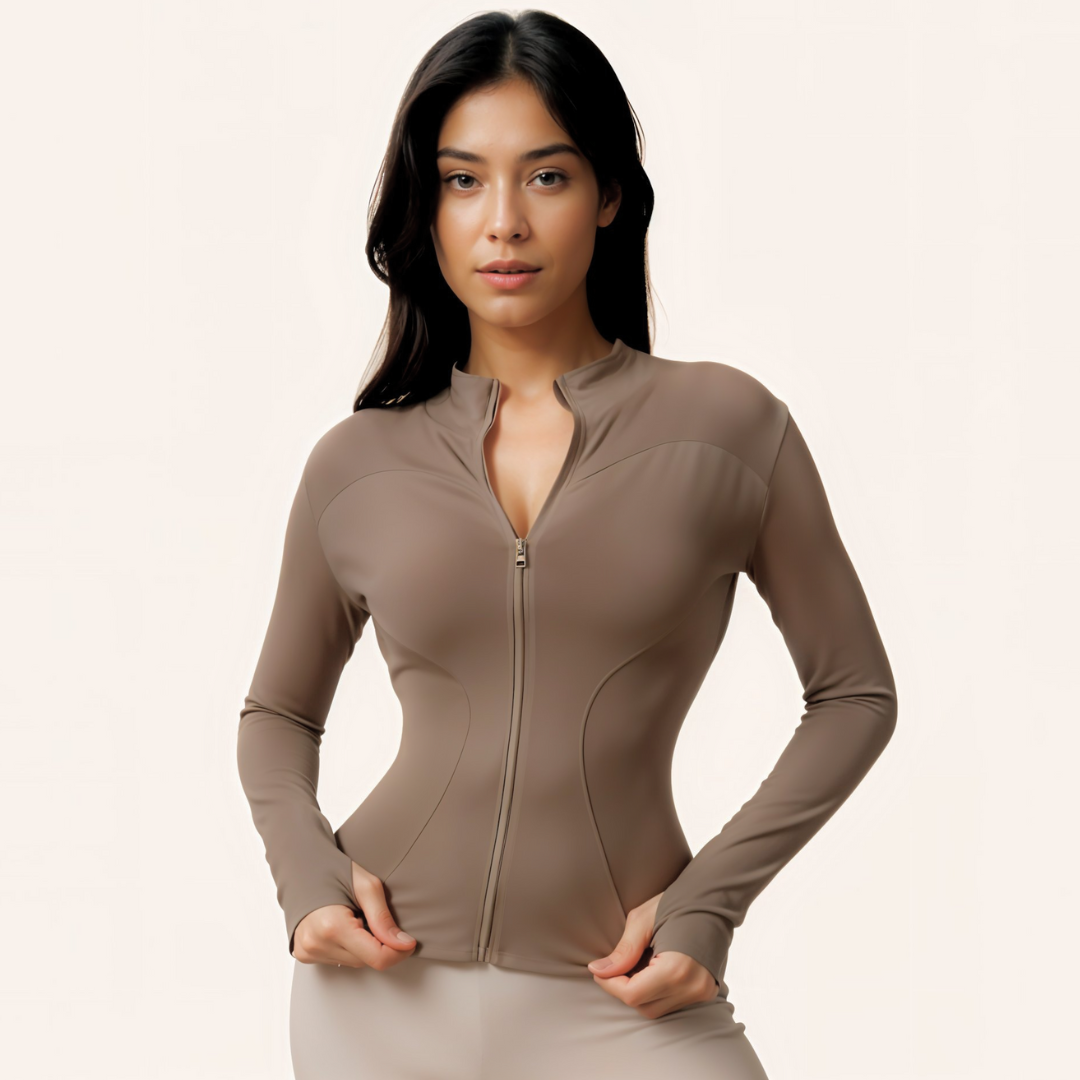 Chicletics ROGUE ZIP JACKET in black with front zipper, stand collar, and sporty design, shown on a hanger.