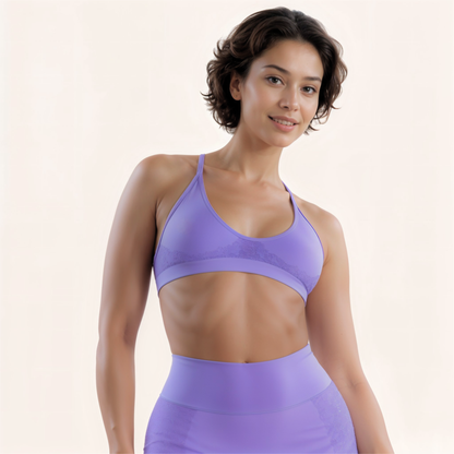 Chicletics ELITE Crossback Bra in black with supportive straps and seamless design, ideal for active wear and workouts.