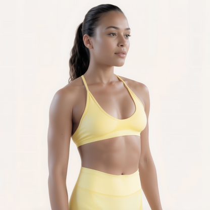 Chicletics Elite Crossback Bra showing supportive black athletic sports bra with crossback straps and seamless design.