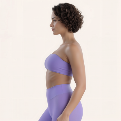 Chicletics Elite Bandeau Bra in black, seamless design with adjustable straps, perfect for casual wear or layering.