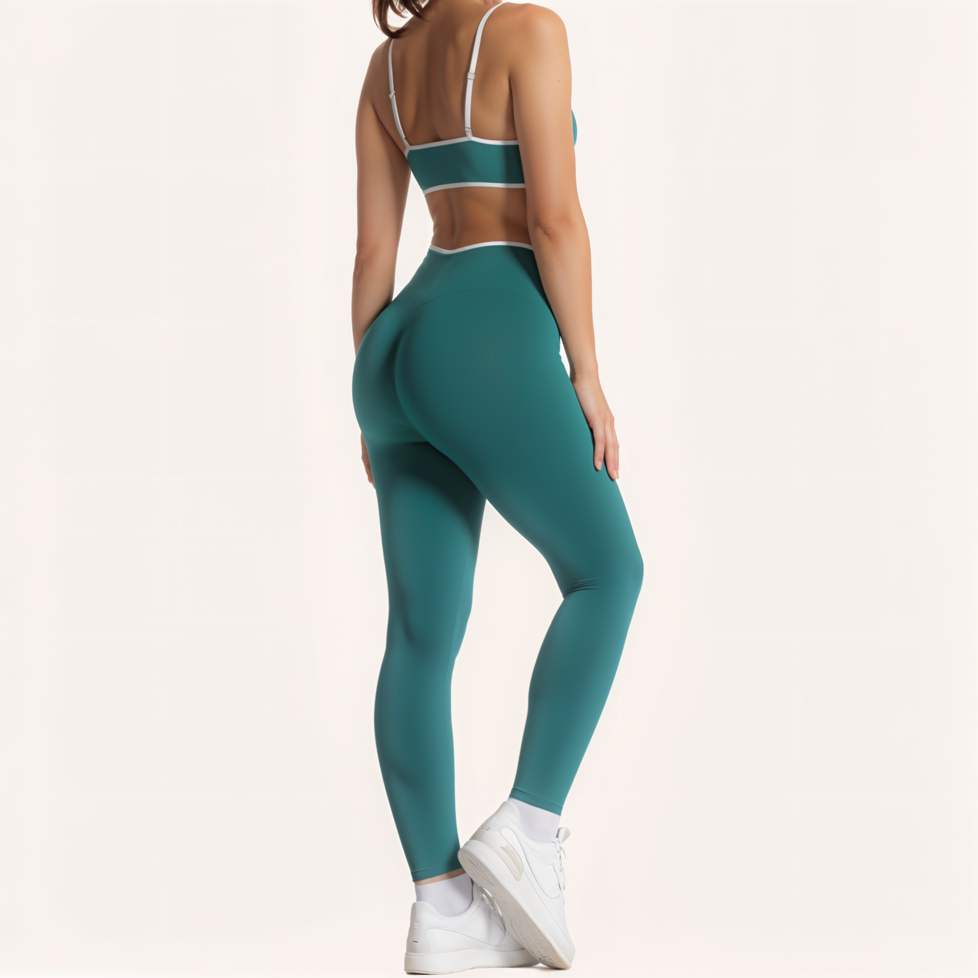 Chicletics Edge Leggings shown on a model, featuring a sleek, high-waisted design with contouring and stretchy fabric for active wear.