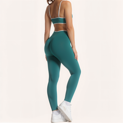 Chicletics Edge Leggings shown on a model, featuring a sleek, high-waisted design with contouring and stretchy fabric for active wear.