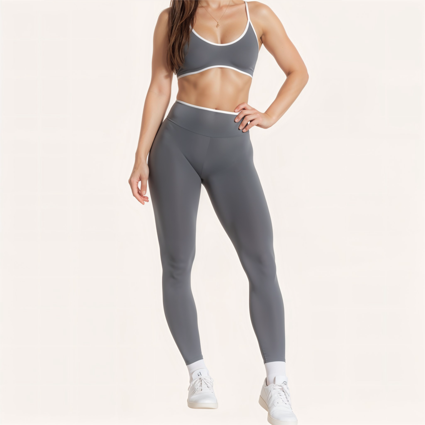 Chicletics Edge Leggings in black with a high waist and sleek athletic design, stretchy fabric for comfortable movement.