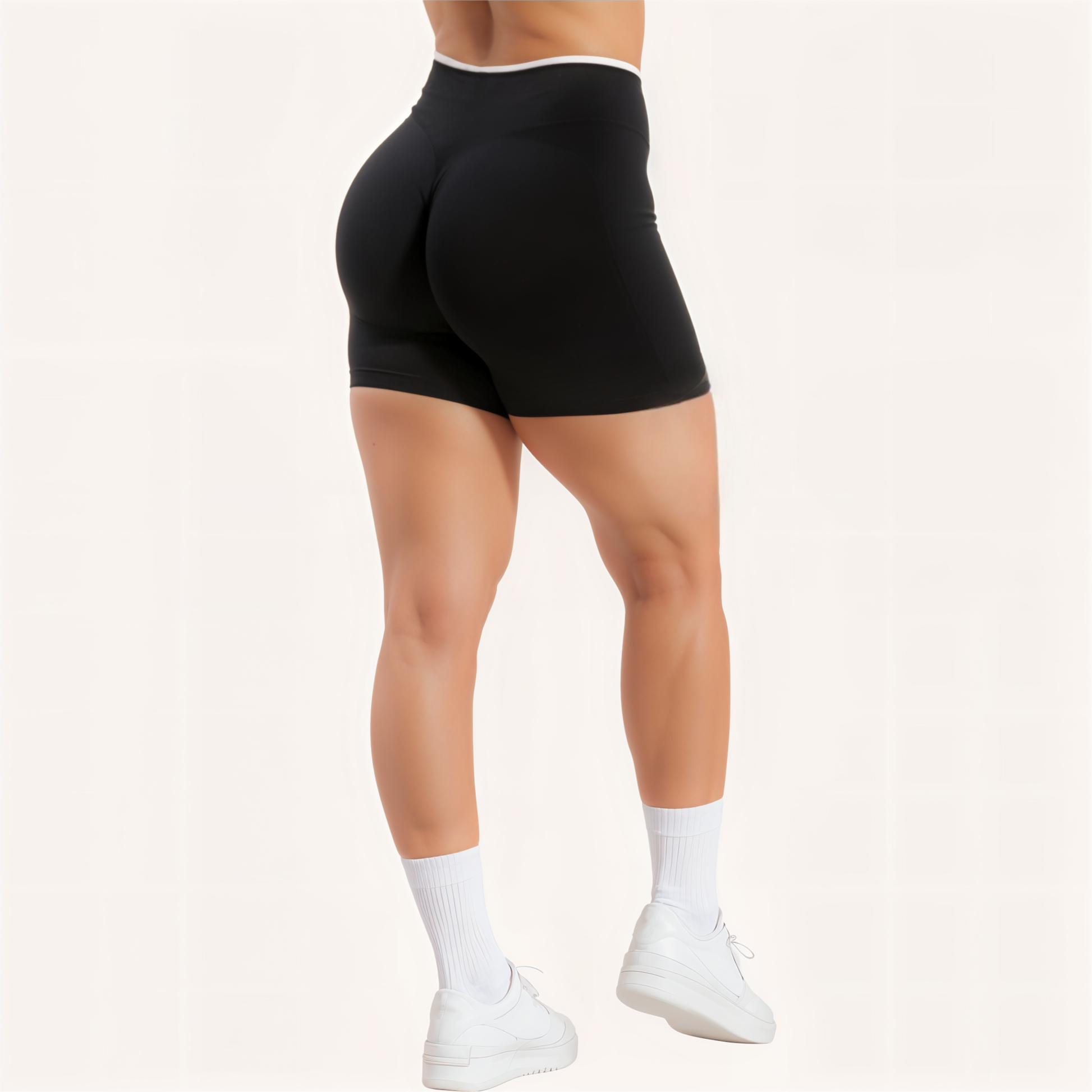 Chicletics EDGE shorts in black with elastic waistband and side pockets, designed for active wear and comfort.