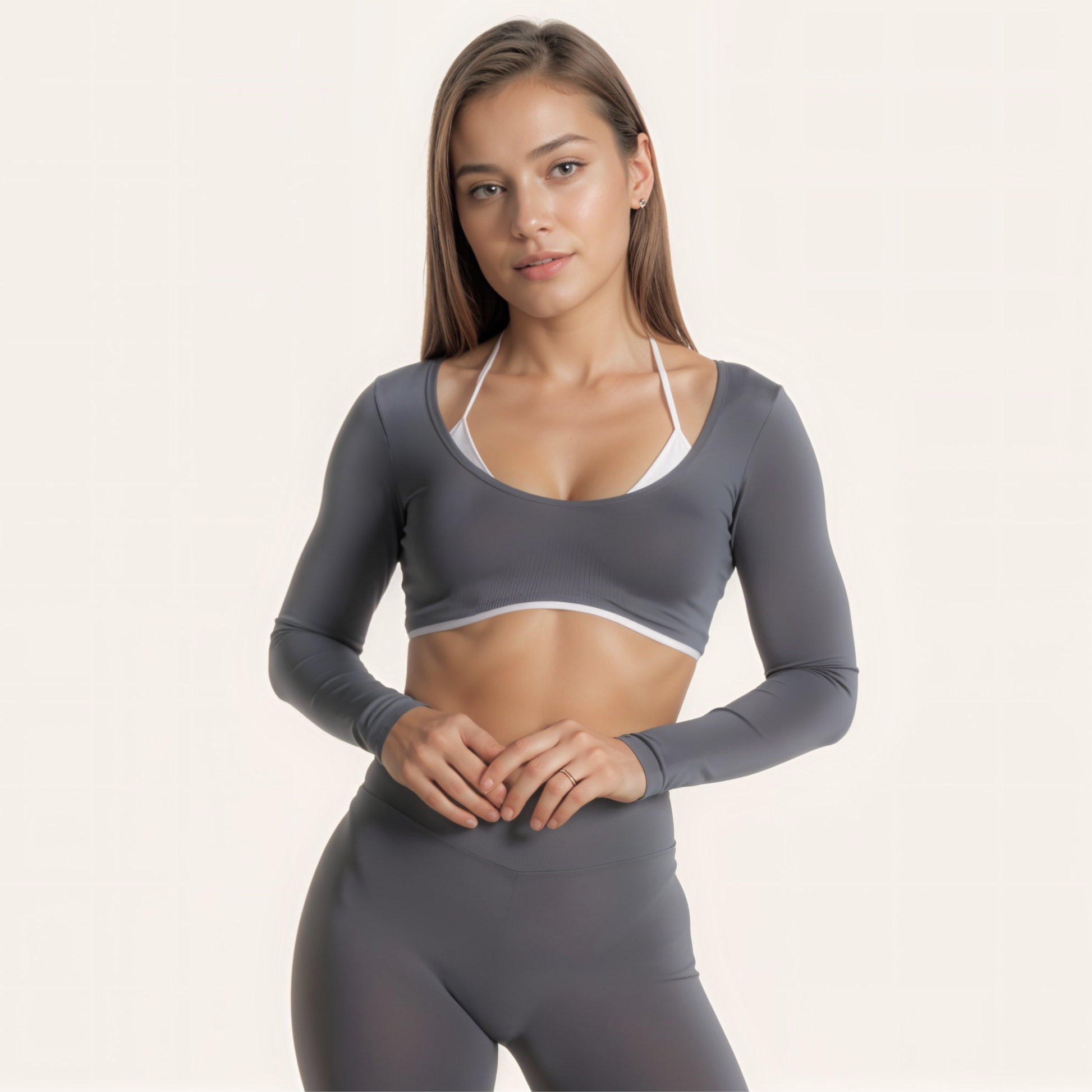 Chicletics Edge long sleeve shirt in black, fitted style with crew neck and subtle branding, shown on a mannequin.