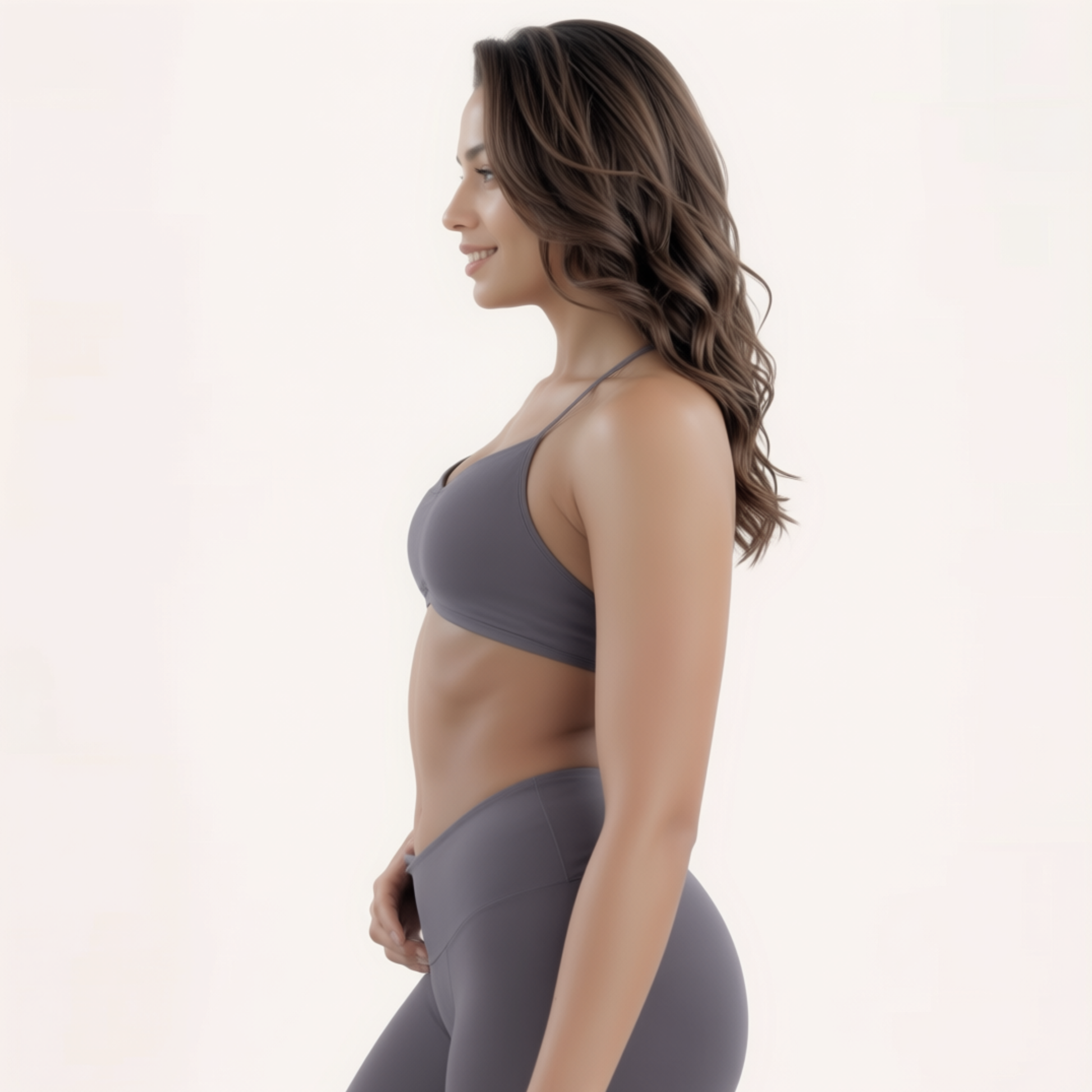 Chicletics Eclipse Crossback Bra showing smooth, black fabric with lace details and supportive straps on a mannequin.