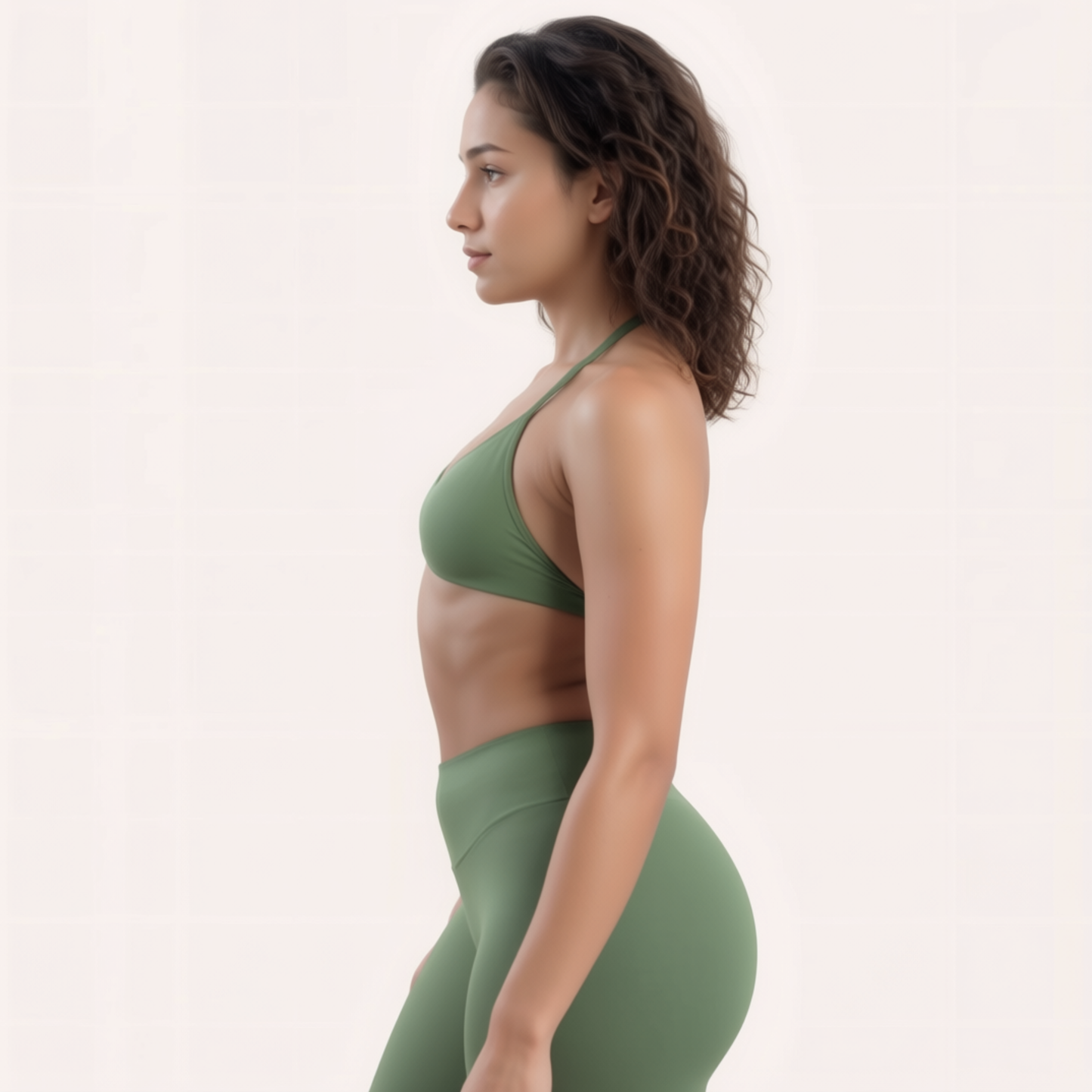 Chicletics Apex Strappy Bra featuring adjustable straps and supportive design, shown on a model in a neutral setting.