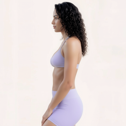 Chicletics APEX Strappy Bra featuring multiple thin straps and supportive design in black fabric.