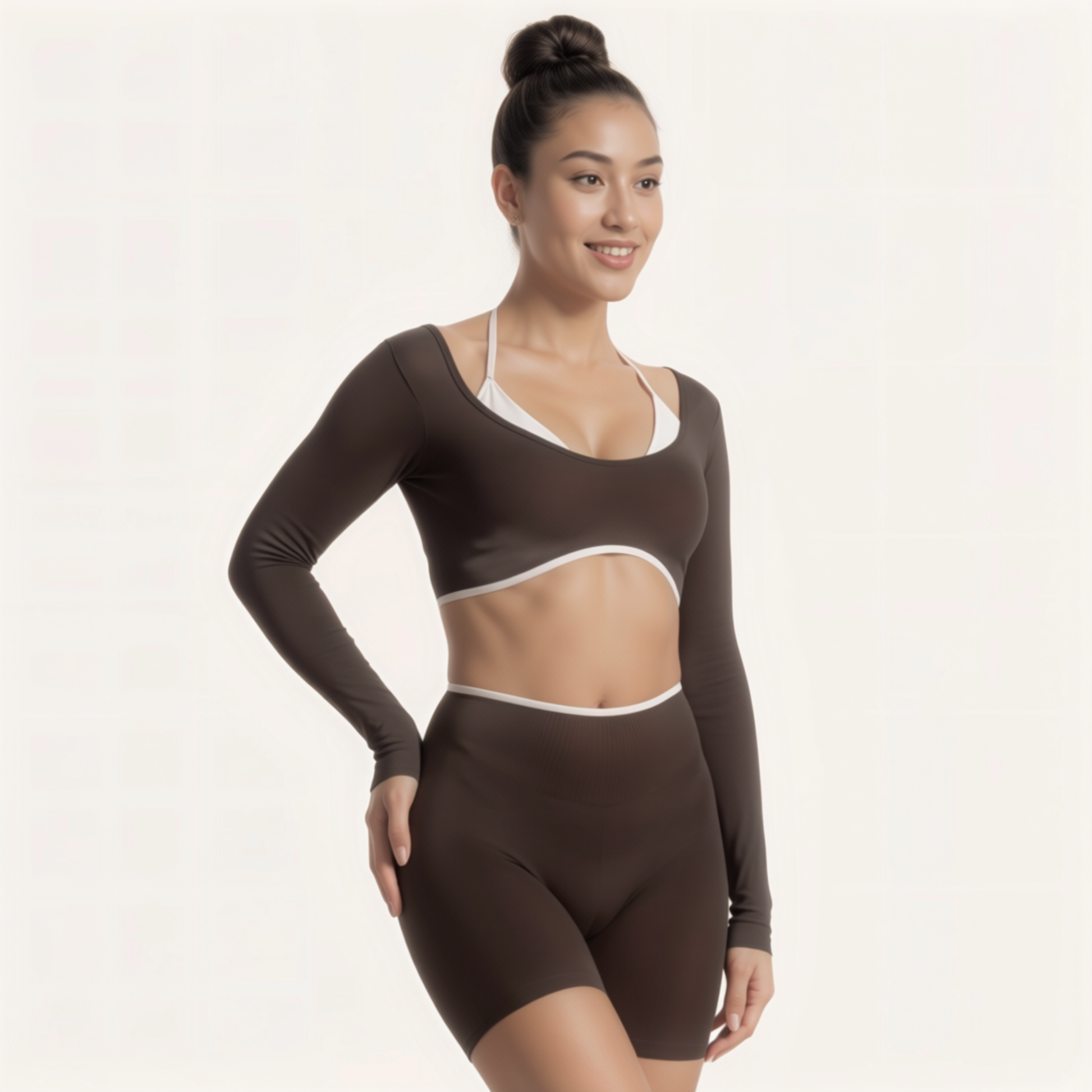 Chicletics Edge long sleeve shirt in black with fitted design, shown on a model, suitable for casual or athletic wear.
