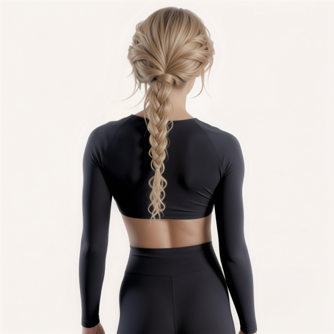 Chicletics Elite long sleeve shirt displayed from the back, featuring a fitted design and crew neckline in a solid color.