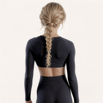 Chicletics Elite long sleeve shirt displayed from the back, featuring a fitted design and crew neckline in a solid color.