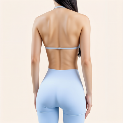 Chicletics APEX Strappy Bra with back straps, shown from the back view, featuring a sleek design and adjustable straps.