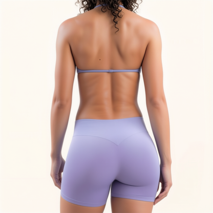 Chicletics APEX Strappy Bra displayed from the back, showcasing its stylish strap design and supportive fit.